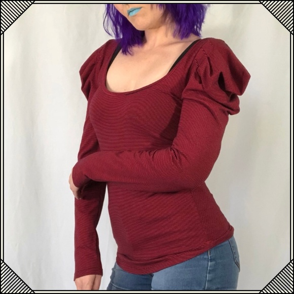 Free People Tops - * Free People * Red Puff Sleeve Shirt * NEW cute